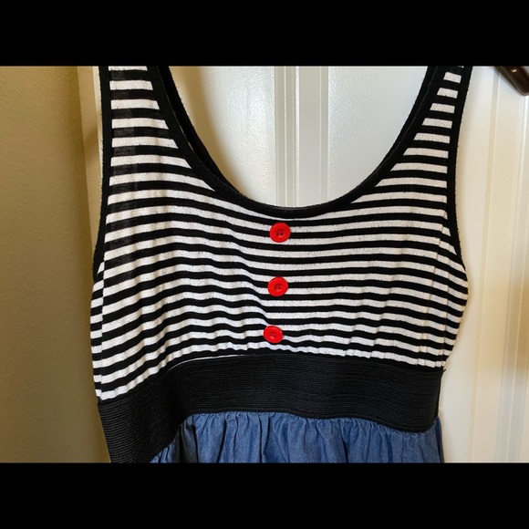 Twofer striped and chambray dress - Picture 3 of 4